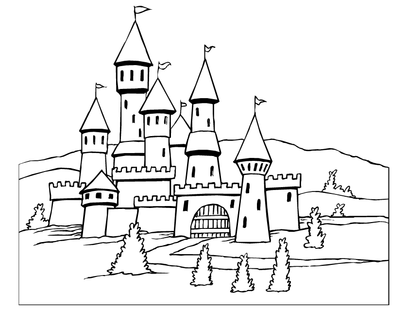 Старая крепость рисунок город. Замок рисунок. Раскраска замок. Замок карандашом. Рисование средневекового замка.