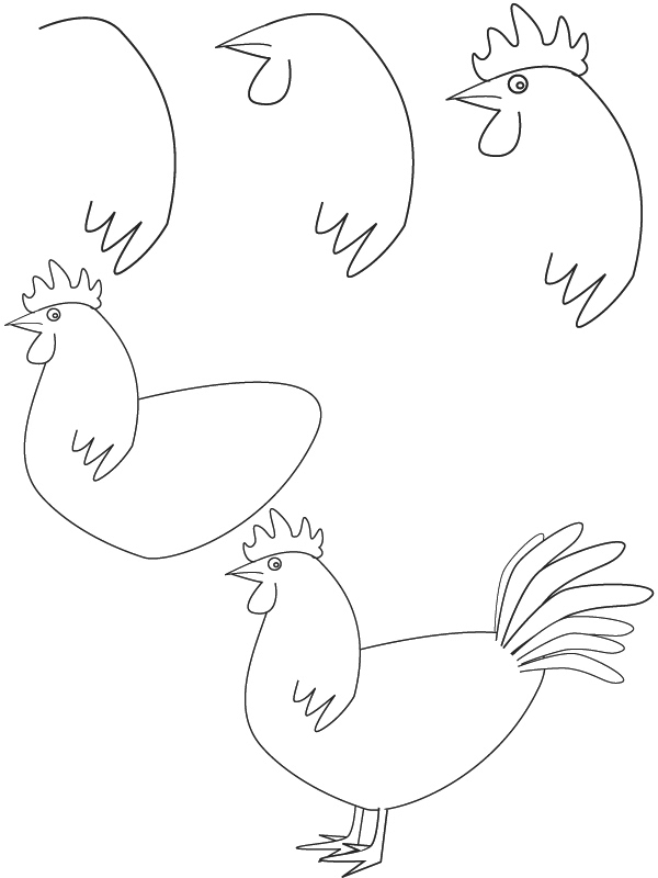 Петух нарисовать легко. Поэтапное рисование петуха. Поэтапное рисование петушка для детей. Петух поэтапное рисование для детей. Поэтапное рисование курицы для детей.