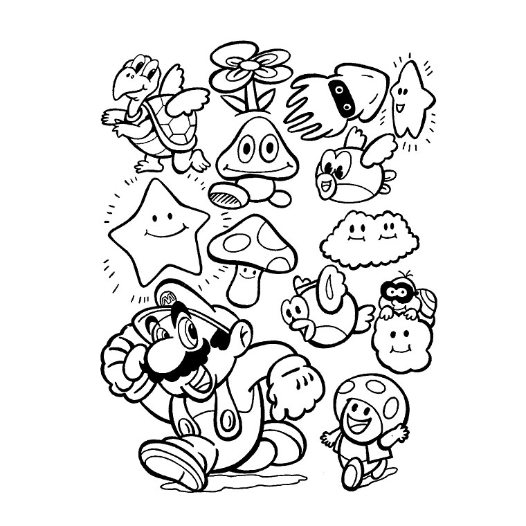 Coloriage anniversaire Mario à imprimer