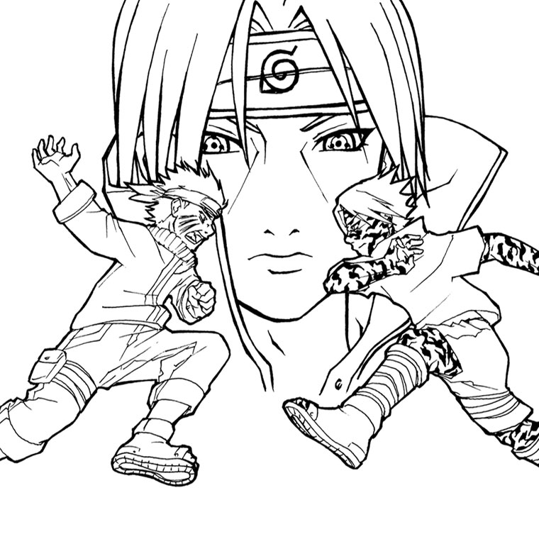Desenho de Naruto 698 Naruto e Sasuke para colorir