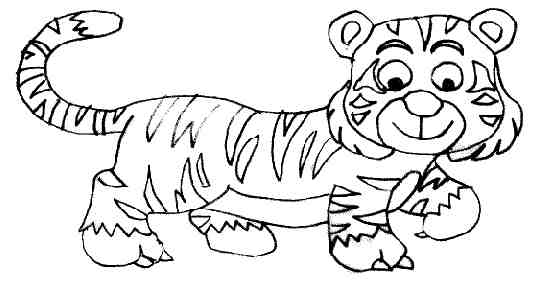 Coloriage d'un bébé tigre à imprimer